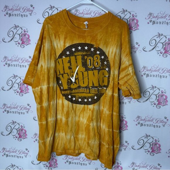 Neil young band tshirt 2008 08’ North American fall tour Tie-Dye orange Yellow - Picture 4 of 6